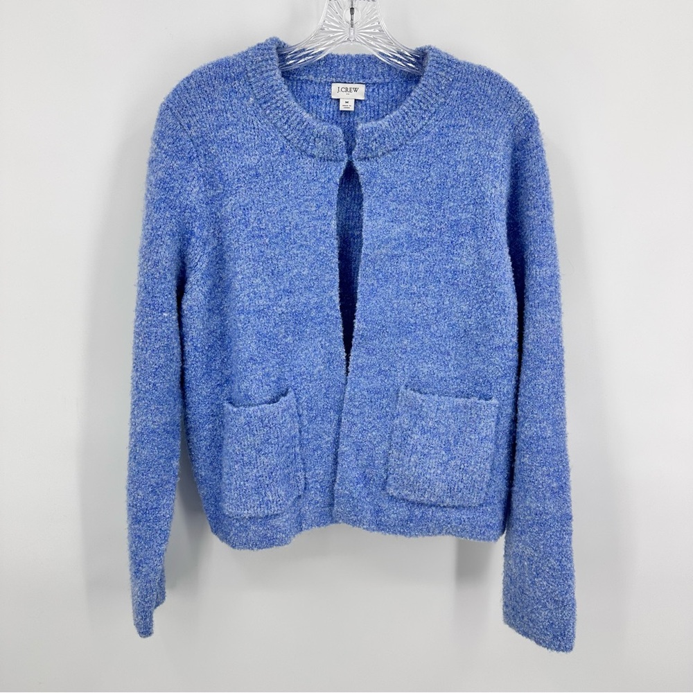 J. Crew Boucle Cardigan Wool Alpaca Blend Cornflower Blue Size M